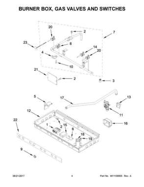 03 - Burner Box, Gas Valves And Switches Diagram and Parts List for JGRP536WP02  Jenn-Air Range