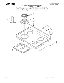 Cooktop Parts Diagram and Parts List for MER5555RCB1  Maytag Range