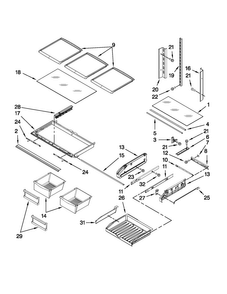 Shelf Parts Diagram and Parts List for MFI2269VEB2  Maytag Refrigerator