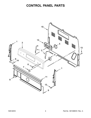 Control Panel Parts Diagram and Parts List for ACR4303MFS3  Maytag Range