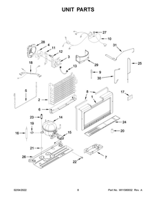 Unit Parts Diagram and Parts List for AZF33X16DW08  Amana Freezer