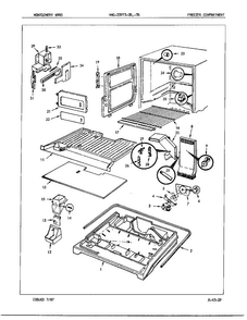 Freezer Compartment Diagram and Parts List for 23973A  Admiral Refrigerator
