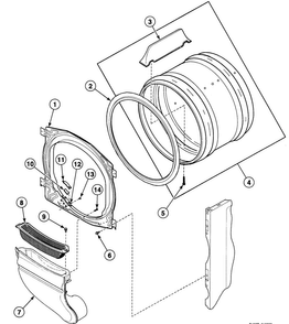 Cylinder Assy Diagram and Parts List for SDE107WF99L6  Speed Queen Dryer