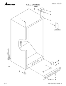 Cabinet Parts Diagram and Parts List for AQF2013TEW05  Amana Freezer