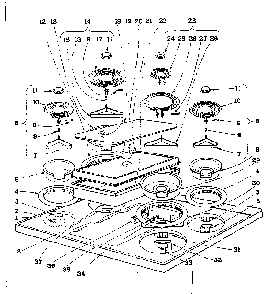 Cook Top Section Diagram and Parts List for 101937591  Kenmore Range