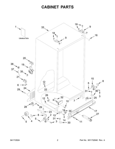 Cabinet Parts Diagram and Parts List for MSS25C4MGZ09  Maytag Refrigerator