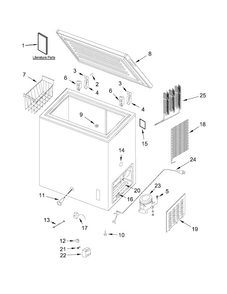 Freezer Parts Diagram and Parts List for AQC0701DRW00  Amana Freezer