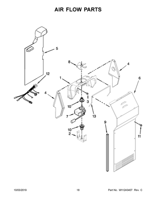 Air Flow Parts Diagram and Parts List for MSS25C4MGB00  Maytag Refrigerator