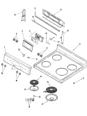 CONTROL PANEL / TOP ASSEMBLY Diagram and Parts List for MER4351AGW  Maytag Range