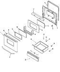 DOOR / DRAWER Diagram and Parts List for CER4351AGW  Magic Chef Range
