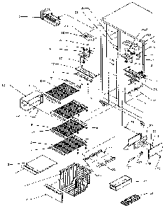 Freezer Shelving And Refrigerator Light Diagram and Parts List for SX25N-P1162704W  Amana Refrigerator