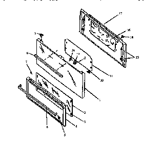 Oven Door Assembly Diagram and Parts List for RBP22AA P1142331NW,L Amana Range
