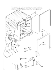 Tub And Frame Parts Diagram and Parts List for ADB2500AWB46  Amana Dishwasher