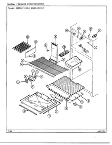 Freezer Compartment Diagram and Parts List for 19133-0A  Admiral Refrigerator