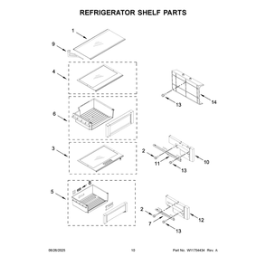 Refrigerator Shelf Parts Diagram and Parts List for JBSFS48NMX01  Jenn-Air Refrigerator