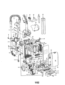Hose/motor/handle Diagram and Parts List for U5465-990  Hoover Upright Vacuum
