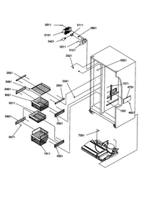 Freezer Shelves And Lights Diagram and Parts List for SRD20S4W-P1190816WW  Amana Refrigerator