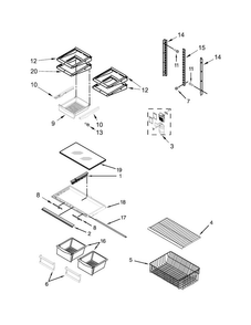 Shelf Parts Diagram and Parts List for MBF1953DEE00  Maytag Refrigerator