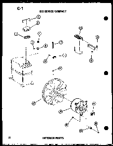 100 Series Compact Interior Parts Diagram and Parts List for 16-3SPMK P54974-59R Amana Air Conditioner