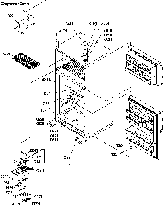 Door Hinges And Freezer Shelf Diagram and Parts List for TX19V2E-P1315801WE  Amana Refrigerator