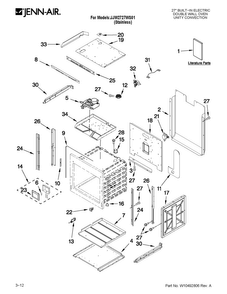 Upper Oven Parts Diagram and Parts List for JJW2727WS01  Jenn-Air Wall Oven
