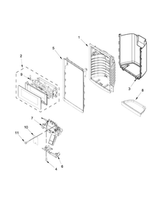 Dispenser Front Parts Diagram and Parts List for MFT2673BEW10  Maytag Refrigerator