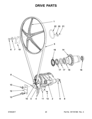 11 - Drive Parts Diagram and Parts List for MXR30PDAAS  Maytag Washer