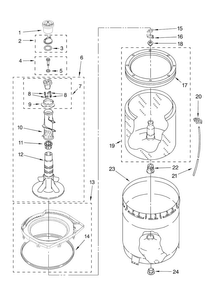 Agitator, Basket And Tub Parts Diagram and Parts List for MVWC700VJ1  Maytag Washer