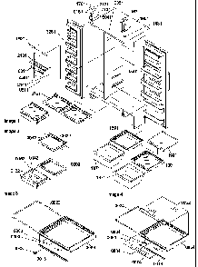 Refrigerator/freezer Shelves, Lights, And Hinges Diagram and Parts List for SX322S2W-P1307303WW  Amana Refrigerator