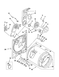 Bulkhead Parts Diagram and Parts List for 4GAED4900YW0  Admiral Dryer