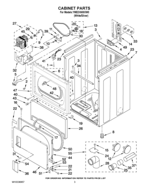 02 - CABINET PARTS Diagram and Parts List for YMEDX600XW0  Maytag Dryer
