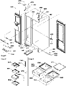 Refrigerator/freezer Lights And Hinges Diagram and Parts List for SRD522VW-P1320301WW  Amana Refrigerator
