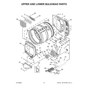 Upper And Lower Bulkhead Parts Diagram and Parts List for MLE26PDFYW0  Maytag Dryer