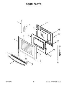 Door Parts Diagram and Parts List for YACR4303MFW8  Amana Range