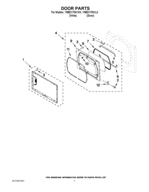 04 - DOOR PARTS Diagram and Parts List for YMEDX700XL0  Maytag Dryer