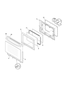 Door Diagram and Parts List for CRG3180PWA  Crosley Range