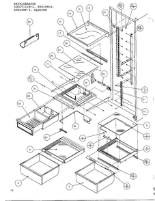 Refrigerator Shelving And Drawers Diagram and Parts List for SXD25MP-2  Amana Refrigerator