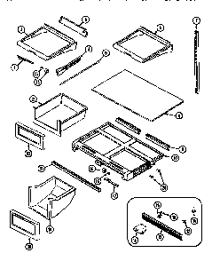Shelves And Accessories Diagram and Parts List for MTF2155BRN  Maytag Refrigerator
