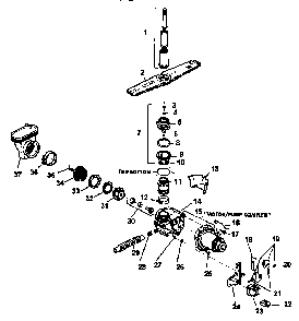 Water Distribution Components Diagram and Parts List for CDU600C-P1188317W  Caloric Dishwasher