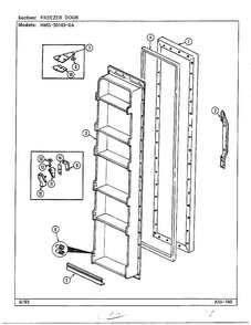 Freezer Door Diagram and Parts List for 50103-0A  Admiral Refrigerator