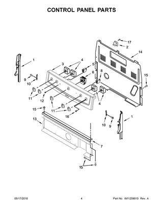 Control Panel Parts Diagram and Parts List for ACR2303MFW2  Maytag Range