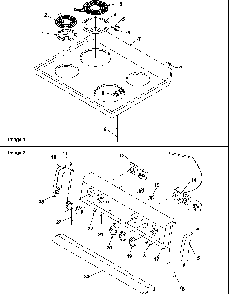 Main Top And Backguard Diagram and Parts List for ARR3400L-P1143679NL  Amana Range