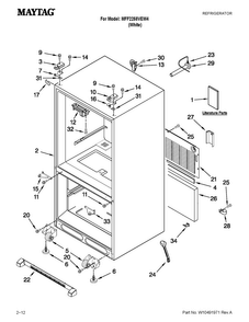 Cabinet Parts Diagram and Parts List for MFF2258VEW4  Maytag Refrigerator
