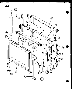 Door Diagram and Parts List for RMC-20C P76230-1M Amana Microwave