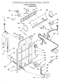 Controls And Rear Panel Diagram and Parts List for CAWX629JQ1  Crosley Washer