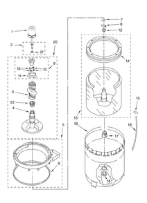 Agitator, Basket And Tub Parts Diagram and Parts List for 7MMTM0340WW0  Maytag Washer