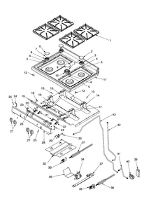 Maintop And Gas Supply Diagram and Parts List for ACF3335AW-PACF3334AW1  Amana Range