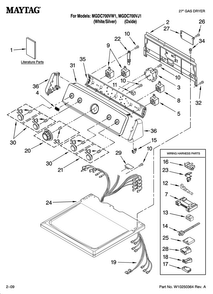 Top And Console Parts Diagram and Parts List for MGDC700VJ1  Maytag Dryer