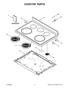 Cooktop Parts Diagram and Parts List for MER4800PZ1  Maytag Range
