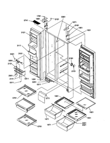 Ref/frz Shelves, Lights, And Hinges Diagram and Parts List for SSD25TE-P1314201WE  Amana Refrigerator